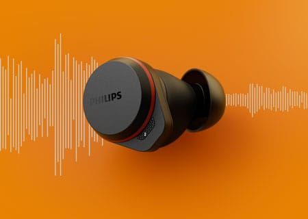 Графика, показваща как работи шумопотискането за истински безжични спортни слушалки Philips