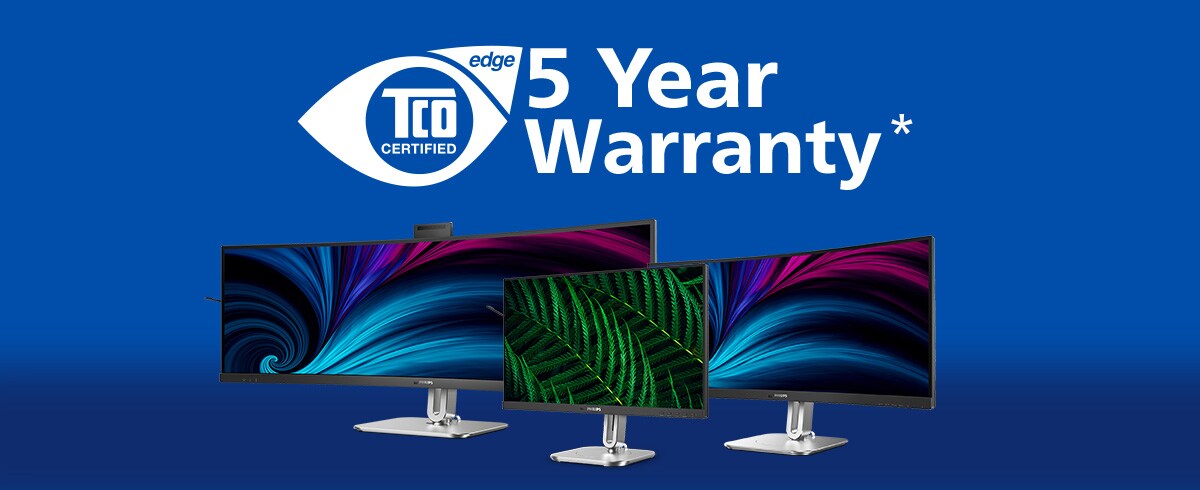 TCO сертифицирани монитори Philips и пет години гаранция.