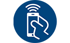 Икона за управление, ръка, която държи мобилен телефон с дистанционен сигнал