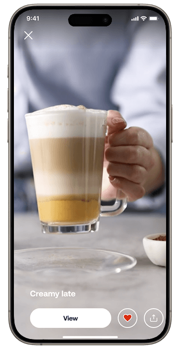 Смартфон с екран HomeID с показана рецепта за напитка с кафе
