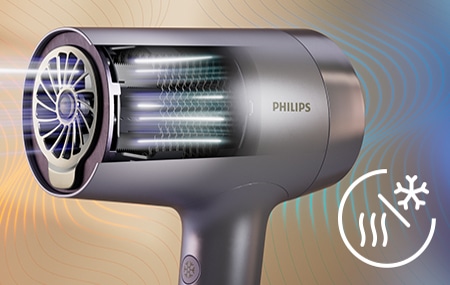 Seamlessly switch between hot and cold airflows. A frizz-free shine time and again!